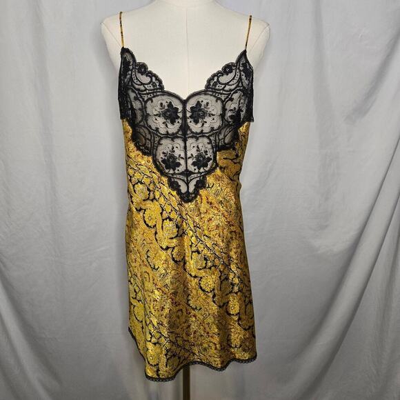 Vintage Val Mode Satin & Lace Slip Dress M 90s Y2K Coquette Lingerie Nightgown - Picture 2 of 12